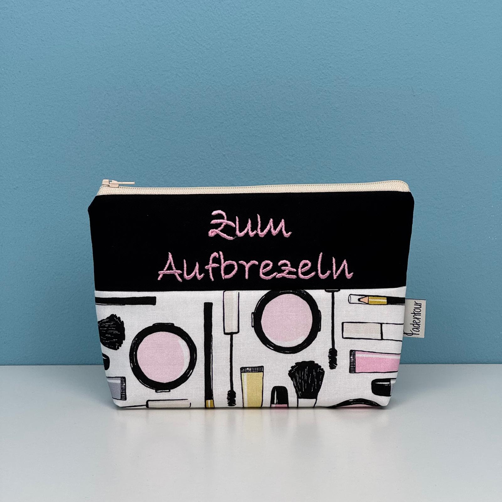 Kulturbeutel mit Text zum aufbrezeln