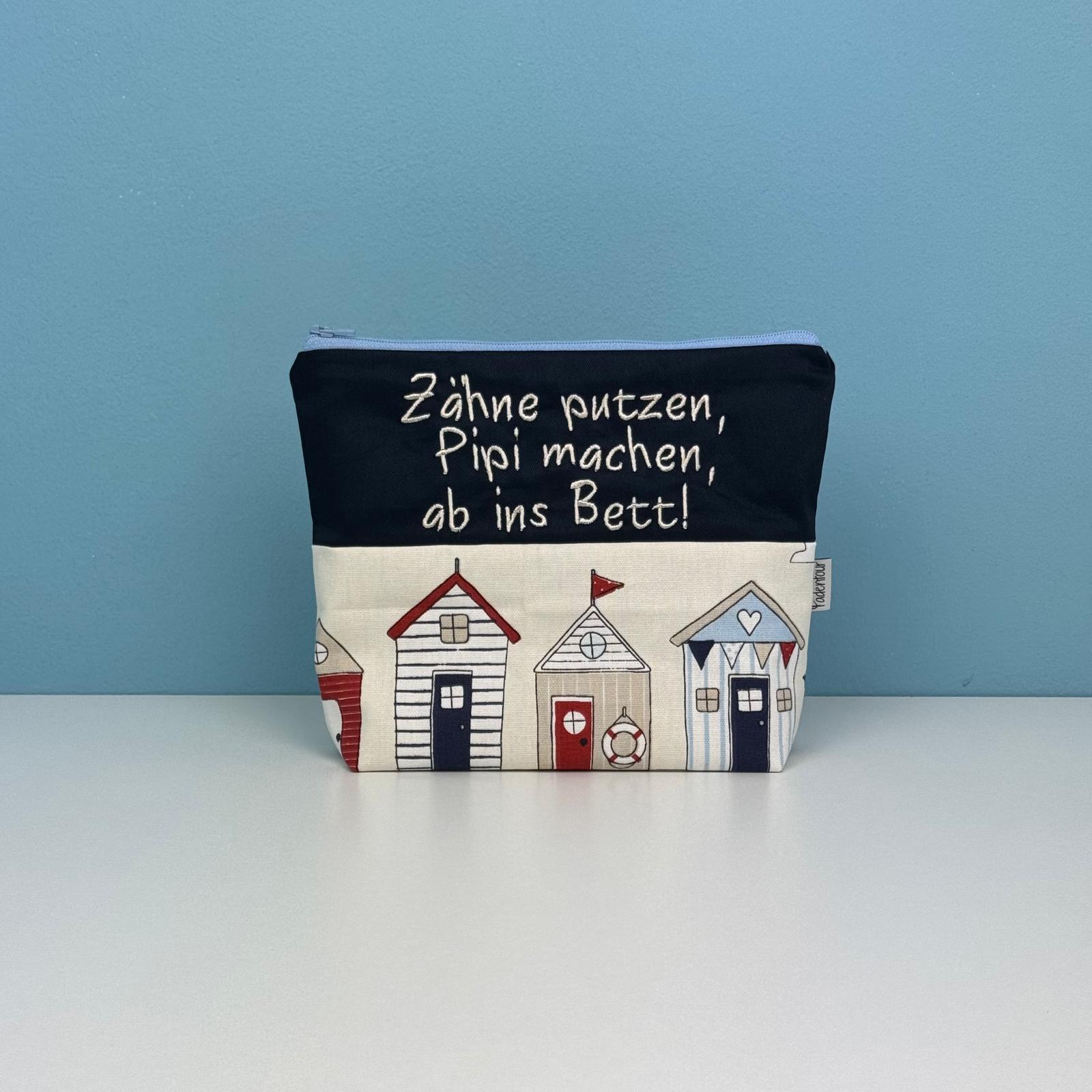 Kulturbeutel mit Stoffmotiv Stranshaeuser